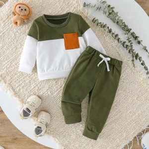 Spring Autumn Baby Boy 2pcs Contrast Color
